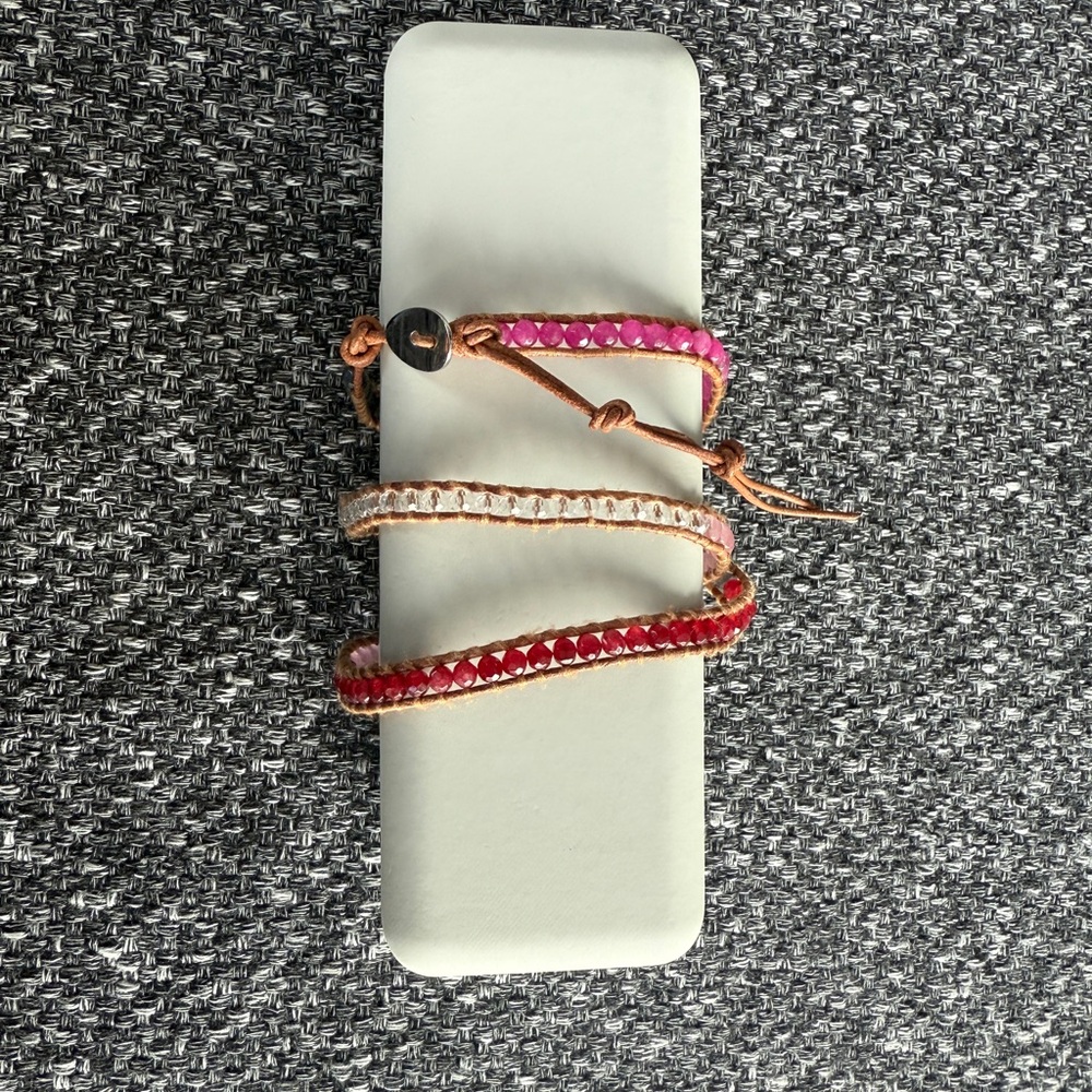 Elegant Pink and Red Beaded Bracelet similar to Chan Luu